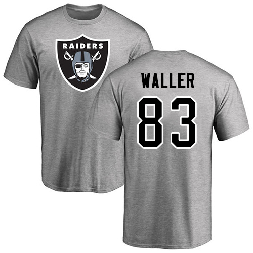 Men Oakland Raiders Ash Darren Waller Name and Number Logo NFL Football 83 T Shirt